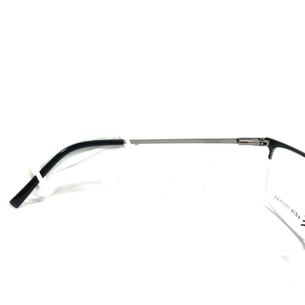 Adin Thomas Eyeglasses Frames AT-584 C2 Matte Black Silver Half Rim 54-18-145